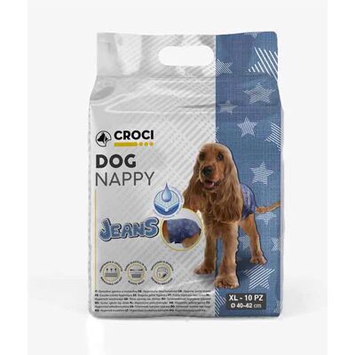 CROCI 60 Pannolini Igienici Per Cani Dog Nappy Jeans Taglia Xl 40-62cm - 6 Pacchi Da 10 Pannolini Cad. CROCI 60 Pannolini Igienici Per Cani Dog Nappy Jeans Taglia Xl 40-62cm - 6 Pacchi Da 10 Pannolini Cad.