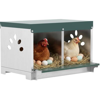 TORMATOR Nido Per Galline Con 2 Scomparti, Impermeabile, Con Fori Di Ventilazione, Facile Da Pulire, 54,5x42,5x35,5 Cm, In Acciaio, Colore Argento. TORMATOR Nido Per Galline Con 2 Scomparti, Impermeabile, Con Fori Di Ventilazione, Facile Da Pulire, 54,5x42,5x35,5 Cm, In Acciaio, Colore Argento.