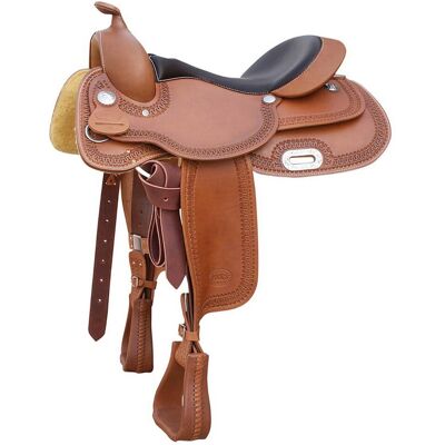 POOL'S 15,5", Marrone Scuro: Sella Da Reining Big Skirt In Cuoio Ingrassato, Lavorazione Border Stamp E Seggio In Pelle 2010 POOL'S 15,5", Marrone Scuro: Sella Da Reining Big Skirt In Cuoio Ingrassato, Lavorazione Border Stamp E Seggio In Pelle 2010