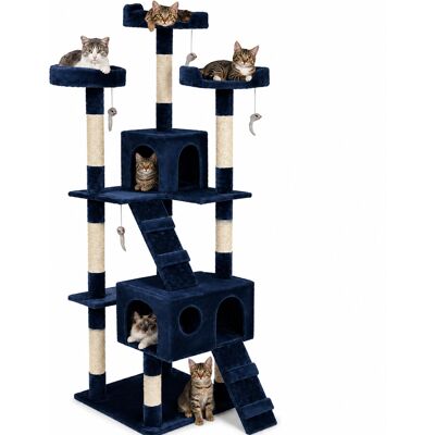 BAKAJI Tiragraffi Per Gatti Albero Sisal Parco Giochi Gatto Tira Graffi 170cm Blu Scuro BAKAJI Tiragraffi Per Gatti Albero Sisal Parco Giochi Gatto Tira Graffi 170cm Blu Scuro