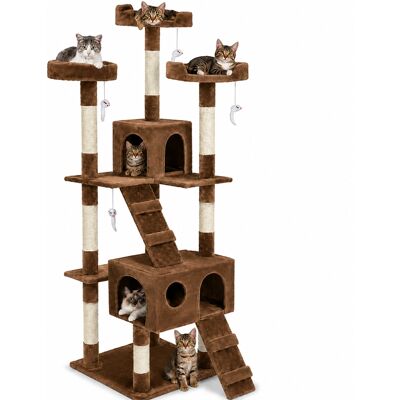 BAKAJI Tiragraffi Per Gatti Albero Sisal Parco Giochi Gatto Tira Graffi 170cm Marrone BAKAJI Tiragraffi Per Gatti Albero Sisal Parco Giochi Gatto Tira Graffi 170cm Marrone