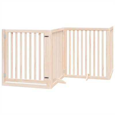 HELLOSHOP26 Cancelletto Di Sicurezza Per Cani Con Porta In Legno Di Pioppo A 4 Pannelli Marrone 020023297 HELLOSHOP26 Cancelletto Di Sicurezza Per Cani Con Porta In Legno Di Pioppo A 4 Pannelli Marrone 020023297