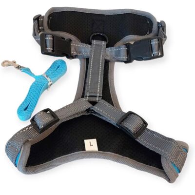 OEM Pettorina Regolabile Con Guinzaglio, Blu Riflettente, L OEM Pettorina Regolabile Con Guinzaglio, Blu Riflettente, L