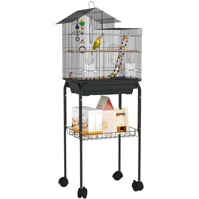 IROVAMI Gabbia Uccelli Su Ruote 46x36x120 Cm, 2 Mangiatoie, 2 Trespoli, Ripiano, Per Pappagallini, Calopsitte, Conuro, Fringuelli, Canarini IROVAMI Gabbia Uccelli Su Ruote 46x36x120 Cm, 2 Mangiatoie, 2 Trespoli, Ripiano, Per Pappagallini, Calopsitte, Conuro, Fringuelli, Canarini
