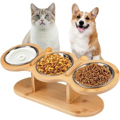 OEM Ciotola Rialzata Per Gatti Con 3 Ciotole In Acciaio Inox, Altezza Regolabile, Supporto Per Acqua E Cibo Per Gatti, Adatta Anche A Cani Di Piccola Taglia. OEM Ciotola Rialzata Per Gatti Con 3 Ciotole In Acciaio Inox, Altezza Regolabile, Supporto Per Acqua E Cibo Per Gatti, Adatta Anche A Cani Di Piccola Taglia.