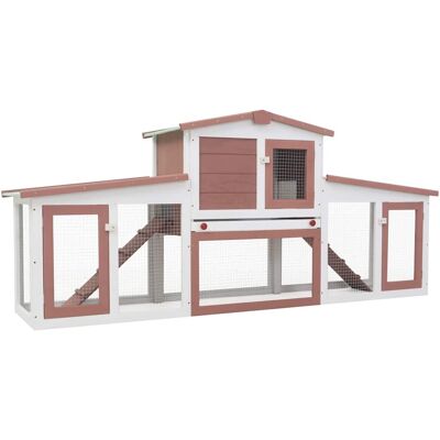 MAISON EXCLUSIVE - Conigliera Per Esterni Grande Marrone Bianca 201x45x85cm Legno MAISON EXCLUSIVE - Conigliera Per Esterni Grande Marrone Bianca 201x45x85cm Legno