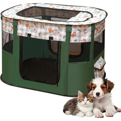 OEM Recinto Per Cuccioli - Pieghevole - 70 X 55 X 40 Cm - Oxford - Impermeabile - Per Cani, Conigli, Gatti E Porcellini D'India - Interno Ed Esterno - Verde Scuro OEM Recinto Per Cuccioli - Pieghevole - 70 X 55 X 40 Cm - Oxford - Impermeabile - Per Cani, Conigli, Gatti E Porcellini D'India - Interno Ed Esterno - Verde Scuro