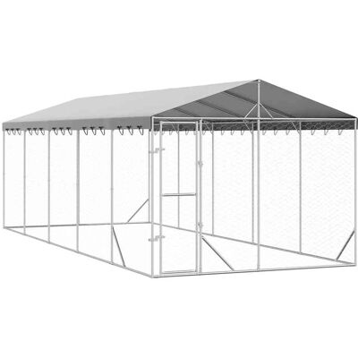 MAISON EXCLUSIVE - Cuccia Cani Da Esterno Tetto Argento 3x7,5x2,5m Acciaio Zincato MAISON EXCLUSIVE - Cuccia Cani Da Esterno Tetto Argento 3x7,5x2,5m Acciaio Zincato