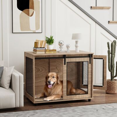 KELLANY Box Per Cani, Trasportino Per Cani, Box Di Ritiro Per Animali Domestici, Porte Bloccabili, 98 X 60 X 78 Cm, Marrone Chiaro KELLANY Box Per Cani, Trasportino Per Cani, Box Di Ritiro Per Animali Domestici, Porte Bloccabili, 98 X 60 X 78 Cm, Marrone Chiaro