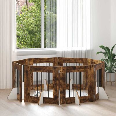VIDAXL Cancello Per Cani Con Supporti 8 Pcs Rovere Fumo 60 X 60 VIDAXL Cancello Per Cani Con Supporti 8 Pcs Rovere Fumo 60 X 60