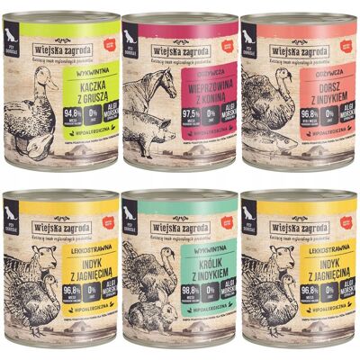 OEM Wiejska Zagroda Mix Di Gusti, Cibo Umido Per Cani, Lattina Da 6 X 800 G, Senza Cereali OEM Wiejska Zagroda Mix Di Gusti, Cibo Umido Per Cani, Lattina Da 6 X 800 G, Senza Cereali