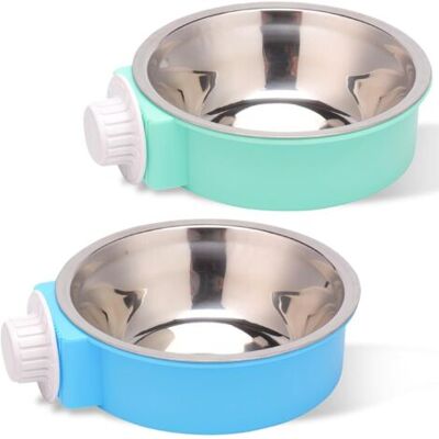 KEEMOTE Set Di 2 Ciotole 2 In 1 In Acciaio Inox Da Appendere, Con Coperchi In Plastica Rimovibili, Resistenti Alla Ruggine, Ideali Per Cibo E Acqua Di Cuccioli, Gatti E Piccoli Animali. KEEMOTE Set Di 2 Ciotole 2 In 1 In Acciaio Inox Da Appendere, Con Coperchi In Plastica Rimovibili, Resistenti Alla Ruggine, Ideali Per Cibo E Acqua Di Cuccioli, Gatti E Piccoli Animali.