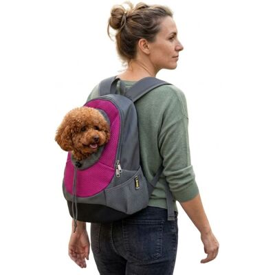 BES Zaino Trasportino Cane Gatto Fucsia 8kg Spalla Regolabile Tessuto Traspirante BES Zaino Trasportino Cane Gatto Fucsia 8kg Spalla Regolabile Tessuto Traspirante
