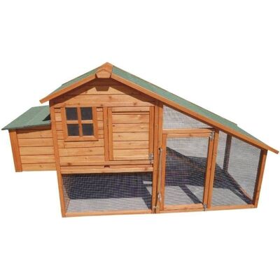 SUINGA Pollaio In Legno Amsterdam 195x77x105 Cm Casetta Per Galline Con Recinto E Grande Nido Con Porte Indipendenti SUINGA Pollaio In Legno Amsterdam 195x77x105 Cm Casetta Per Galline Con Recinto E Grande Nido Con Porte Indipendenti