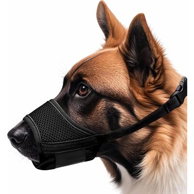 WUIPEO Museruola Per Cani, Regolabile In Nylon, Con Fibbia In Morbida Rete Traspirante, Previene L'Ingestione, I Morsi E L'Abbaio, Nera, Taglia Xl. WUIPEO Museruola Per Cani, Regolabile In Nylon, Con Fibbia In Morbida Rete Traspirante, Previene L'Ingestione, I Morsi E L'Abbaio, Nera, Taglia Xl.