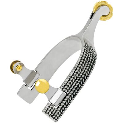 SARTORE Speroni Western Da Roping In Acciaio Inox Con Decori Stampati E Rotelle A Petalo SARTORE Speroni Western Da Roping In Acciaio Inox Con Decori Stampati E Rotelle A Petalo