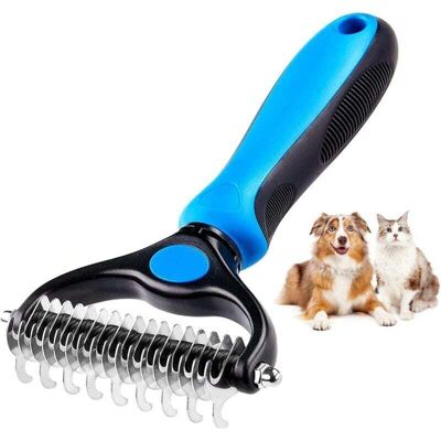 OEM Spazzola Per Gatti, Spazzola Per Cani, Spazzola Per La Rimozione Del Sottopelo, Rastrello Per Toelettatura A Doppia Faccia In Acciaio Inossidabile - Blue-crezuo OEM Spazzola Per Gatti, Spazzola Per Cani, Spazzola Per La Rimozione Del Sottopelo, Rastrello Per Toelettatura A Doppia Faccia In Acciaio Inossidabile - Blue-crezuo