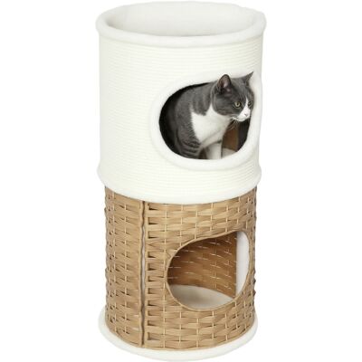 TORMATOR Cuccia Per Gatti Da Interno A Tre Livelli, Torre Per Gatti Con Tiragraffi In Sisal, Ø 40 X 80 Cm, Crema TORMATOR Cuccia Per Gatti Da Interno A Tre Livelli, Torre Per Gatti Con Tiragraffi In Sisal, Ø 40 X 80 Cm, Crema