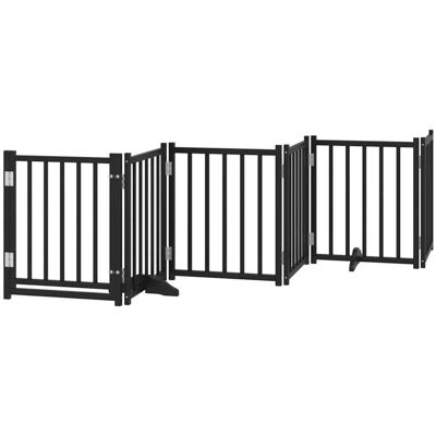 HELLOSHOP26 Cancelletto Di Sicurezza Per Cani Con Porta 6 Pannelli Legno Massello Di Abete Nero 020023332 HELLOSHOP26 Cancelletto Di Sicurezza Per Cani Con Porta 6 Pannelli Legno Massello Di Abete Nero 020023332