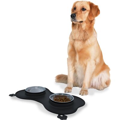 EGLEMTEK 2 Ciotole 11 Cm Acciaio Inox Cane Gatto Tappetino In Silicone Nero Antiscivolo EGLEMTEK 2 Ciotole 11 Cm Acciaio Inox Cane Gatto Tappetino In Silicone Nero Antiscivolo