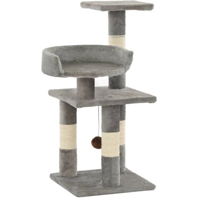 Helloshop26 Albero per Gatti Grigio con Nicchia in Sisal - 65cm Helloshop26 Albero per Gatti Grigio con Nicchia in Sisal - 65cm