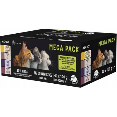 OEM Pet Republic Cibo Umido Per Gatti In Bustine, Mix Di Gusti, 40 X 100 G OEM Pet Republic Cibo Umido Per Gatti In Bustine, Mix Di Gusti, 40 X 100 G