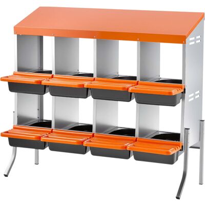 MOPHORN Nido Per Galline Con Cassetto Di Raccolta Uova, 8 Scomparti Con Gambe Di Supporto,facile Da Utilizzare,realizzato In Acciaio Zincato E Plastica Resistente, Ideale Per La Deposizione Delle Uova MOPHORN Nido Per Galline Con Cassetto Di Raccolta Uova, 8 Scomparti Con Gambe Di Supporto,facile Da Utilizzare,realizzato In Acciaio Zincato E Plastica Resistente, Ideale Per La Deposizione Delle Uova