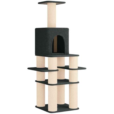 VIDAXL Albero Per Gatti Con Pali Per Graffiare In Sisal Grigio Scuro VIDAXL Albero Per Gatti Con Pali Per Graffiare In Sisal Grigio Scuro