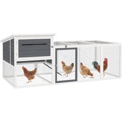 TORMATOR Pollaio Per Galline Con Casetta, Nido Per Cova E Area Esterna, 214x101x 91.5cm, Grigio TORMATOR Pollaio Per Galline Con Casetta, Nido Per Cova E Area Esterna, 214x101x 91.5cm, Grigio