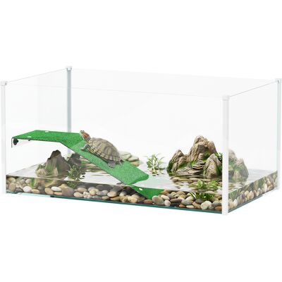 IROVAMI Acquario Tartarughe, Terrario Con Rampa Piattaforma E Vista Panoramica 360°, 60x35x28 Cm, Bianco IROVAMI Acquario Tartarughe, Terrario Con Rampa Piattaforma E Vista Panoramica 360°, 60x35x28 Cm, Bianco