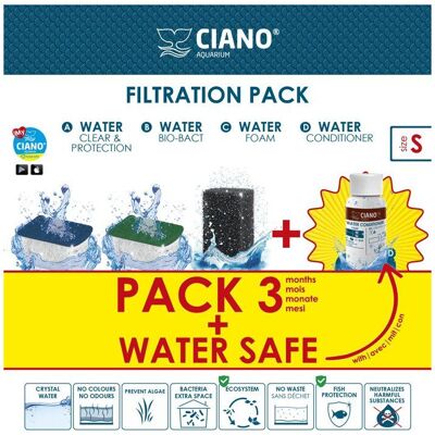 CIANO Kit Manutenzione Filtrazione Taglia S Per Filtri Cf20/40, 3 Mesi (water Clear, Bio-bact, Foam) + Condizionatore D’acqua 15 Ml CIANO Kit Manutenzione Filtrazione Taglia S Per Filtri Cf20/40, 3 Mesi (water Clear, Bio-bact, Foam) + Condizionatore D’acqua 15 Ml