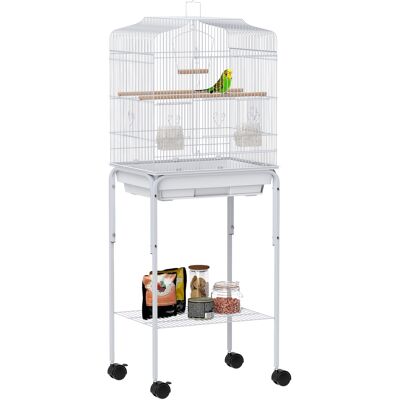 IROVAMI Gabbia Uccelli Con Ruote, Ripiano, 2 Porte, 2 Mangiatoie, 2 Trespoli, Altalena, Vassoio Rimovibile, 46,5x36x124 Cm, Bianca IROVAMI Gabbia Uccelli Con Ruote, Ripiano, 2 Porte, 2 Mangiatoie, 2 Trespoli, Altalena, Vassoio Rimovibile, 46,5x36x124 Cm, Bianca