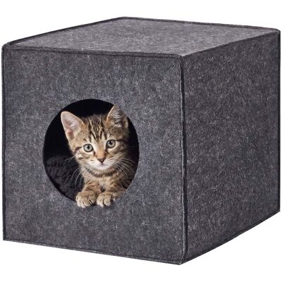 RELAXDAYS Cuccia Per Gatti, Feltro, Hxlxp: 33 X 33 X 37 Cm, Per Scaffali, Pieghevole, Con Cuscino, Grigio Scuro RELAXDAYS Cuccia Per Gatti, Feltro, Hxlxp: 33 X 33 X 37 Cm, Per Scaffali, Pieghevole, Con Cuscino, Grigio Scuro