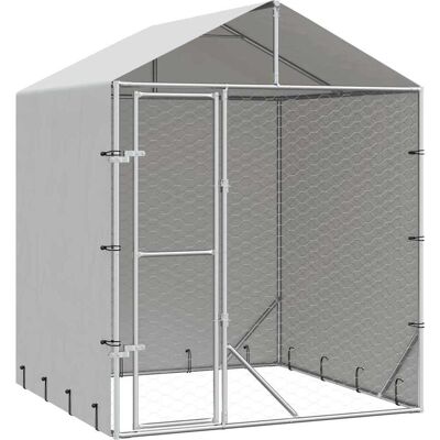 MAISON EXCLUSIVE - Cuccia Cani Da Esterno Tetto Argento 2x2x2,5 M Acciaio Zincato MAISON EXCLUSIVE - Cuccia Cani Da Esterno Tetto Argento 2x2x2,5 M Acciaio Zincato