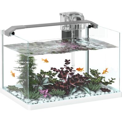 TORMATOR Acquario In Vetro Con Luci A Led, Capacità 20 Litri, Pompa Filtro, 38 X 26 X 27 Cm, Bianco TORMATOR Acquario In Vetro Con Luci A Led, Capacità 20 Litri, Pompa Filtro, 38 X 26 X 27 Cm, Bianco