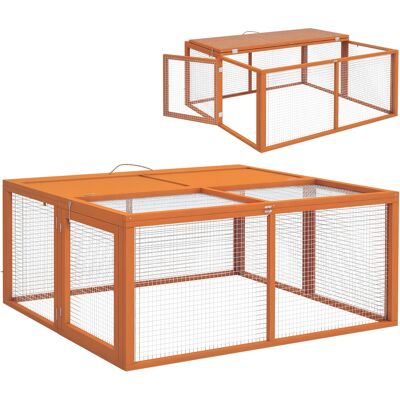 IROVAMI Conigliera Esterna Pieghevole Per 2-3 Roditori, Multiple Entrate, Legno E Acciaio, 110x105x50 Cm, Arancione IROVAMI Conigliera Esterna Pieghevole Per 2-3 Roditori, Multiple Entrate, Legno E Acciaio, 110x105x50 Cm, Arancione