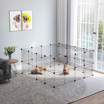 PZCC Recinto Metallico Per Animali Domestici Pawhut, Box Gioco In Metallo Con 36 Pannelli, Per Piccoli Animali, Smontabile, Fai Da Te, Nero, 146x73x73 Cm PZCC Recinto Metallico Per Animali Domestici Pawhut, Box Gioco In Metallo Con 36 Pannelli, Per Piccoli Animali, Smontabile, Fai Da Te, Nero, 146x73x73 Cm