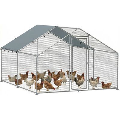 IROVAMI Grande Pollaio In Metallo Con Copertura Impermeabile E Resistente Ai Raggi Uv, Per 10-15 Galline, 3 X 3,4 X 1,9 M IROVAMI Grande Pollaio In Metallo Con Copertura Impermeabile E Resistente Ai Raggi Uv, Per 10-15 Galline, 3 X 3,4 X 1,9 M