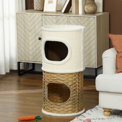 PZCC Cuccia Per Gatti Da Interno A Tre Livelli, Torre Per Gatti Con Tiragraffi In Sisal, Ø 40 X 80 Cm, Crema PZCC Cuccia Per Gatti Da Interno A Tre Livelli, Torre Per Gatti Con Tiragraffi In Sisal, Ø 40 X 80 Cm, Crema