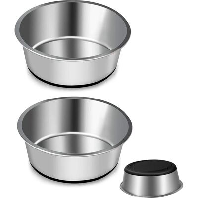 OEM Set Di 2 Ciotole Per Cani In Acciaio Inox Con Base Antiscivolo In Silicone, Dimensioni (diametro 14 Cm, Altezza 4,5 Cm) OEM Set Di 2 Ciotole Per Cani In Acciaio Inox Con Base Antiscivolo In Silicone, Dimensioni (diametro 14 Cm, Altezza 4,5 Cm)