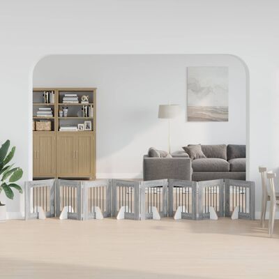 VIDAXL Cancello Per Cani Con Supporti 8 Pcs Grigio Sonoma 60 X 60 VIDAXL Cancello Per Cani Con Supporti 8 Pcs Grigio Sonoma 60 X 60