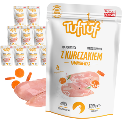 OEM Cibo Per Cani - Cibo Umido In Bustina Al Pollo E Carota 10x500g Tuftuf OEM Cibo Per Cani - Cibo Umido In Bustina Al Pollo E Carota 10x500g Tuftuf