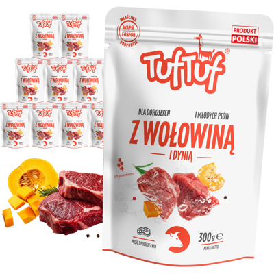OEM Cibo Per Cani - Cibo Umido In Bustina Al Gusto Manzo E Zucca 10x500g Tuftuf OEM Cibo Per Cani - Cibo Umido In Bustina Al Gusto Manzo E Zucca 10x500g Tuftuf