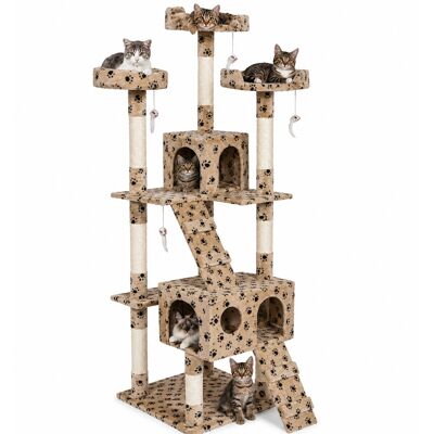 BAKAJI Tiragraffi Per Gatti Albero Sisal Parco Giochi Gatto Tira Graffi 170cm Beige BAKAJI Tiragraffi Per Gatti Albero Sisal Parco Giochi Gatto Tira Graffi 170cm Beige