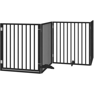 HELLOSHOP26 Cancelletto Di Sicurezza Per Cani E Animali Domestici Porta In Legno Di Pioppo Nero A 4 Pannelli 020023353 HELLOSHOP26 Cancelletto Di Sicurezza Per Cani E Animali Domestici Porta In Legno Di Pioppo Nero A 4 Pannelli 020023353