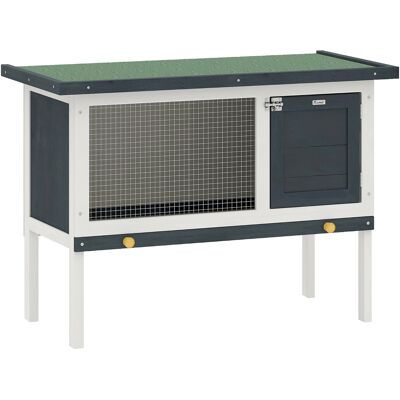 TORMATOR Conigliera Su Gambe Con Nicchia Interna, Tetto Apribile, Porta Con Serratura, 90 X 45 X 65 Cm, Grigio Scuro E Bianco TORMATOR Conigliera Su Gambe Con Nicchia Interna, Tetto Apribile, Porta Con Serratura, 90 X 45 X 65 Cm, Grigio Scuro E Bianco