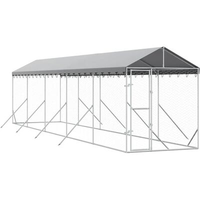 MAISON EXCLUSIVE - Cuccia Cani Da Esterno Tetto Argento 2x10x2,5 M Acciaio Zincato MAISON EXCLUSIVE - Cuccia Cani Da Esterno Tetto Argento 2x10x2,5 M Acciaio Zincato