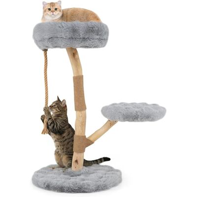 COSTWAY Albero Per Gatti 90 Cm,in Legno, Tiragraffi In Luta Naturale E Corda,grigio COSTWAY Albero Per Gatti 90 Cm,in Legno, Tiragraffi In Luta Naturale E Corda,grigio