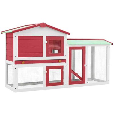 MAISON EXCLUSIVE - Conigliera Per Esterni Grande Rossa E Bianca 145x45x84 Cm Legno MAISON EXCLUSIVE - Conigliera Per Esterni Grande Rossa E Bianca 145x45x84 Cm Legno