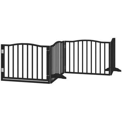 HELLOSHOP26 Cancelletto E Porta Di Sicurezza Per Animali Domestici 4 Pannelli Legno Di Pioppo Nero 020023352 HELLOSHOP26 Cancelletto E Porta Di Sicurezza Per Animali Domestici 4 Pannelli Legno Di Pioppo Nero 020023352